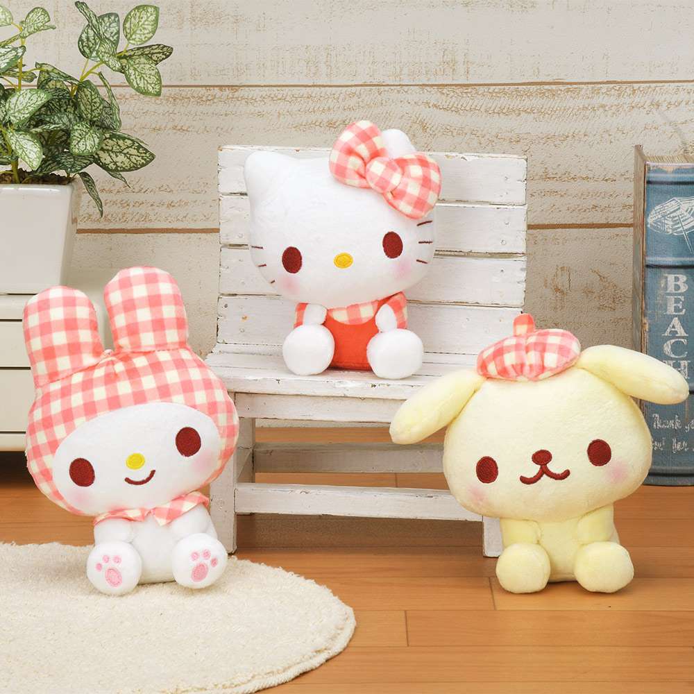 ゆるかわ　サンリオキャラクターズ　チェックスタイルぬいぐるみ