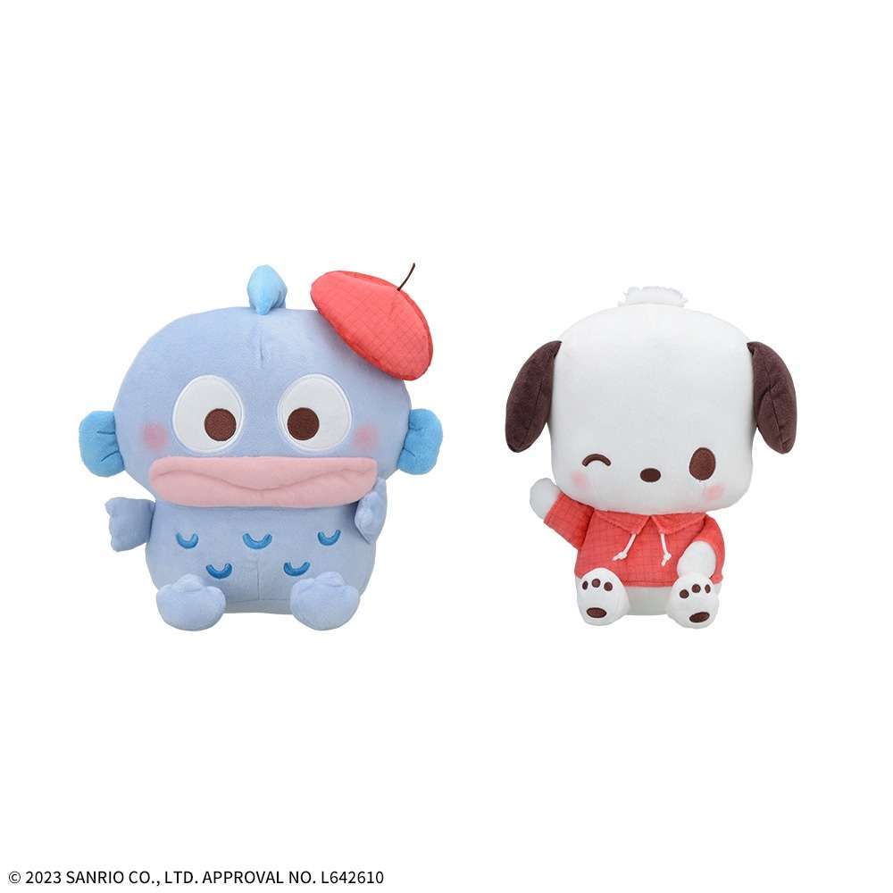 ゆるかわ サンリオキャラクターズ Mぬいぐるみ“ポチャッコ・ハンギョドン vintage red