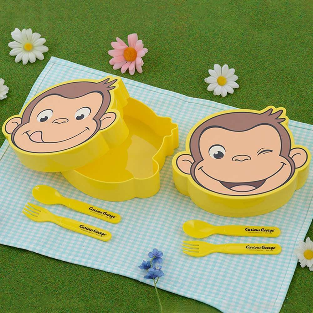 おさるのジョージ プレミアムフェイス型ランチボックス~いただきます~