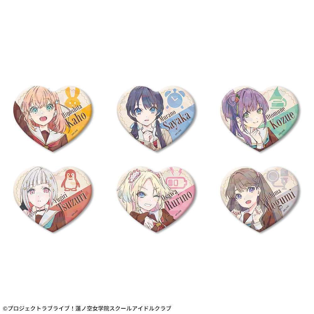 ラブライブ!蓮ノ空女学院スクールアイドルクラブ キラキラビッグハート型缶バッジ
