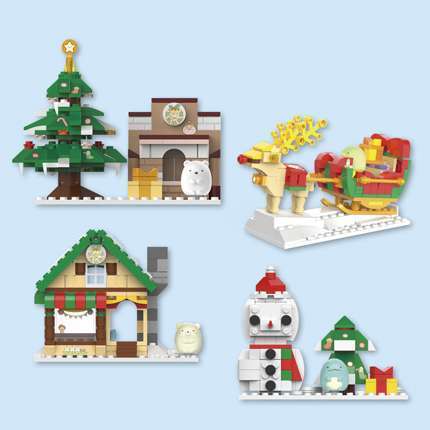 すみっコぐらし クリスマス マスコット付きブロックおもちゃ