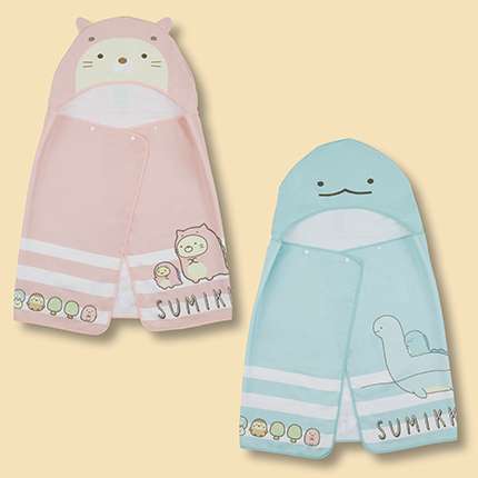 すみっコぐらし とかげとおかあさん フード付きタオルケープ