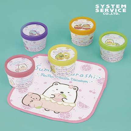 すみっコぐらし ぺんぺんフルーツバケーション アイスカップ入りミニタオル