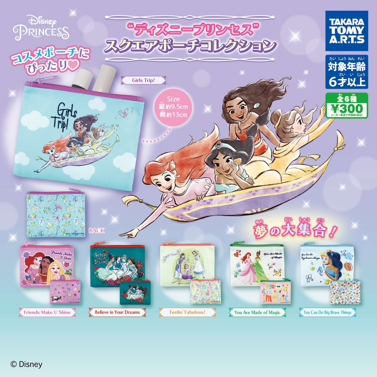 ディズニープリンセス スクエアポーチコレクション