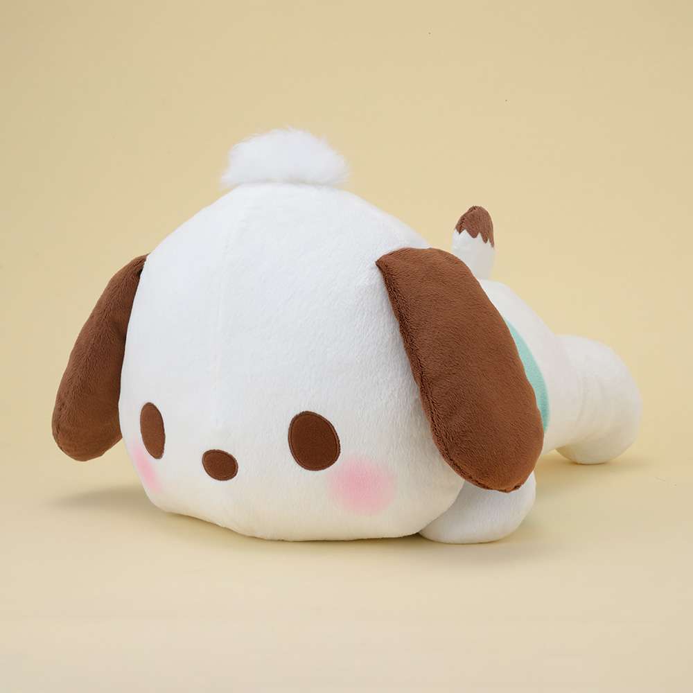 ゆるかわ　サンリオキャラクターズ　赤いほっぺ　寝そべり　ギガジャンボぬいぐるみポチャッコ
