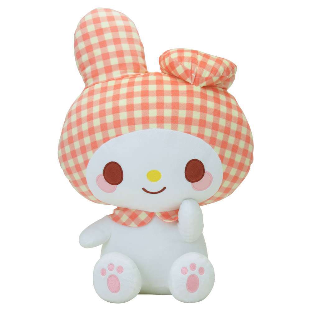 ゆるかわ　サンリオキャラクターズ　スーパーギガジャンボチェックスタイルぬいぐるみマイメロディ