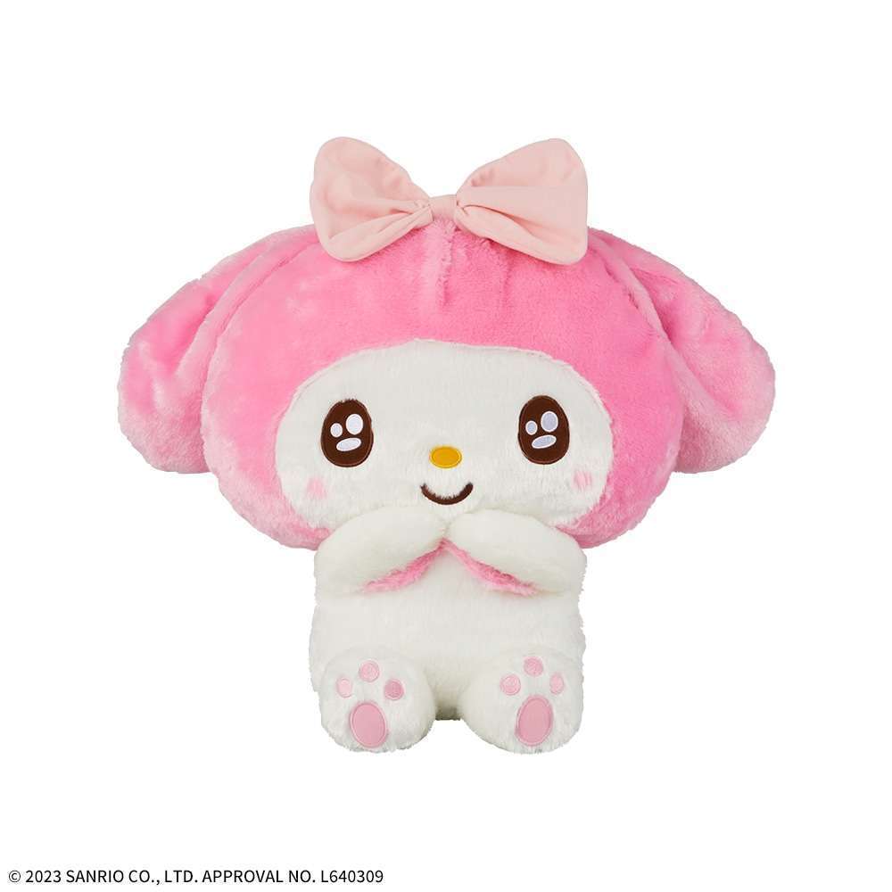 ゆるかわ　サンリオキャラクターズ　スーパーラージぬいぐるみマイメロディ　きゅるりんフェイス