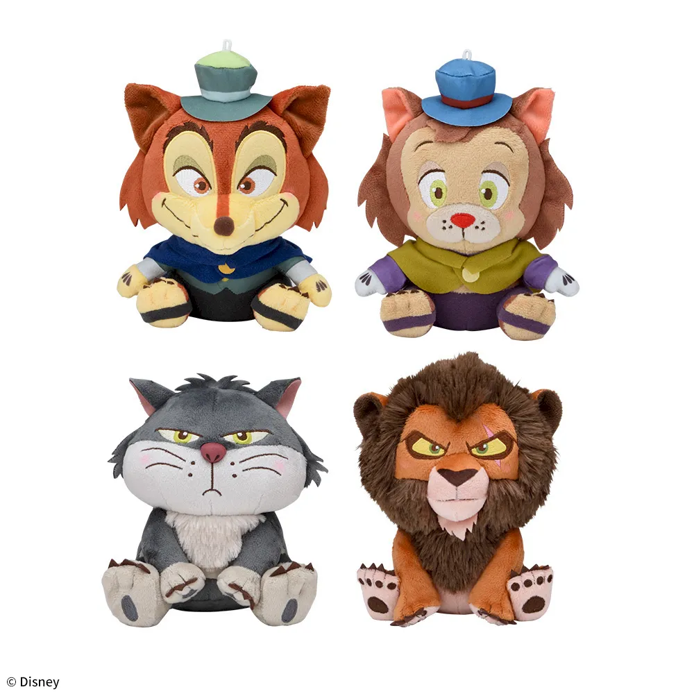 【ナムコ限定】ディズニーキャラクター赤いほっぺぬいぐるみルシファー&正直ジョン&ギデオン&スカー