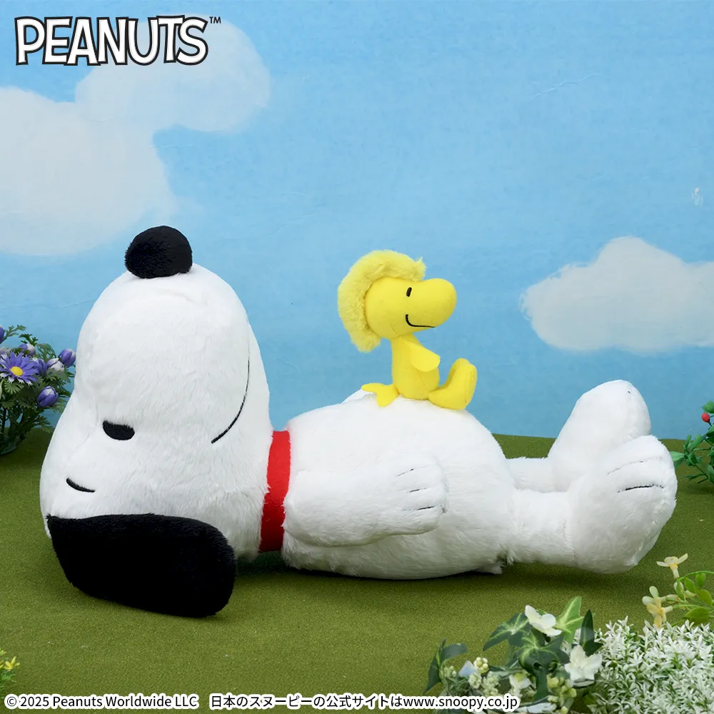 SNOOPY™Lぬいぐるみスヌーピー&ウッドストックおなかVer.