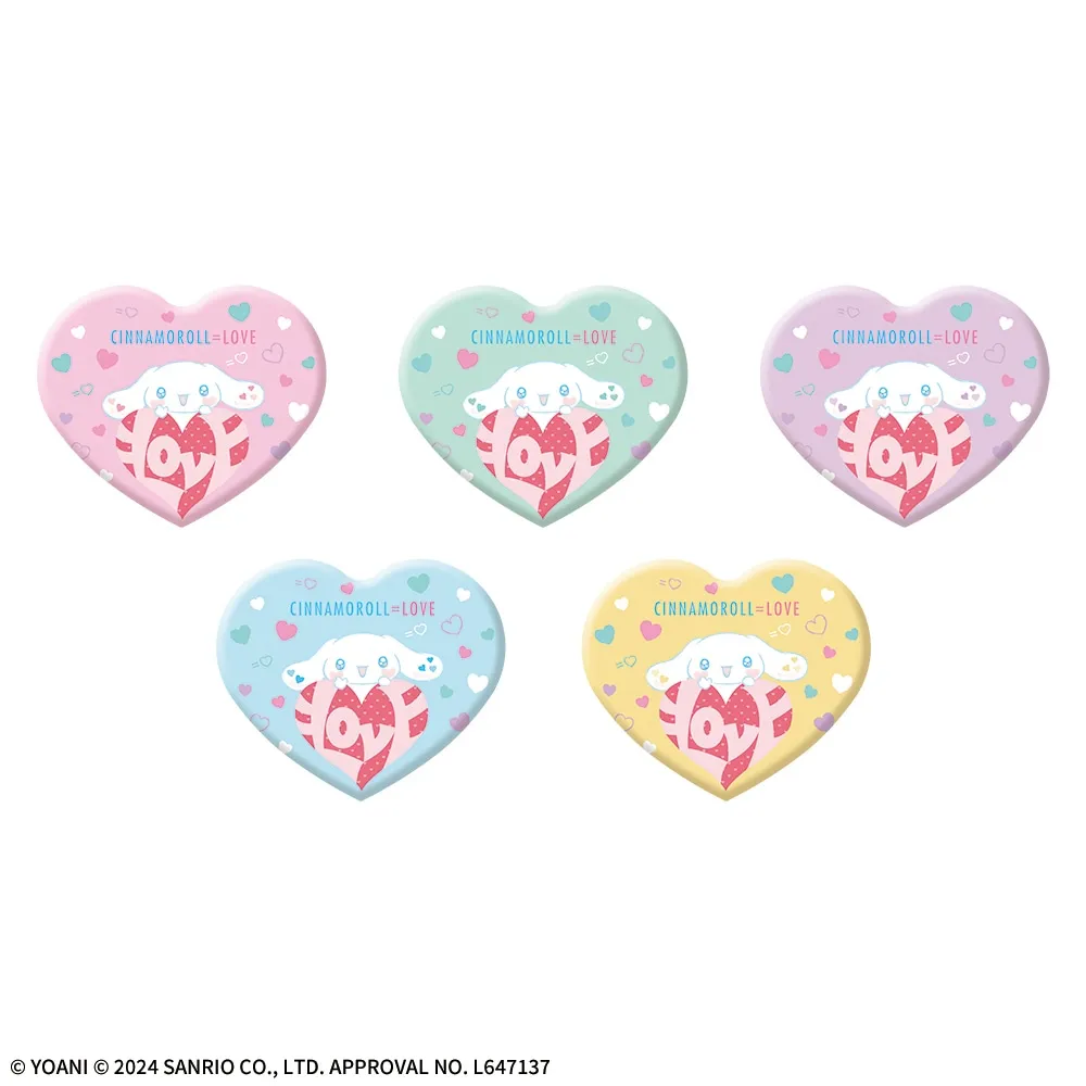 シナモロール×=LOVEキラキラビッグハート型缶バッジ