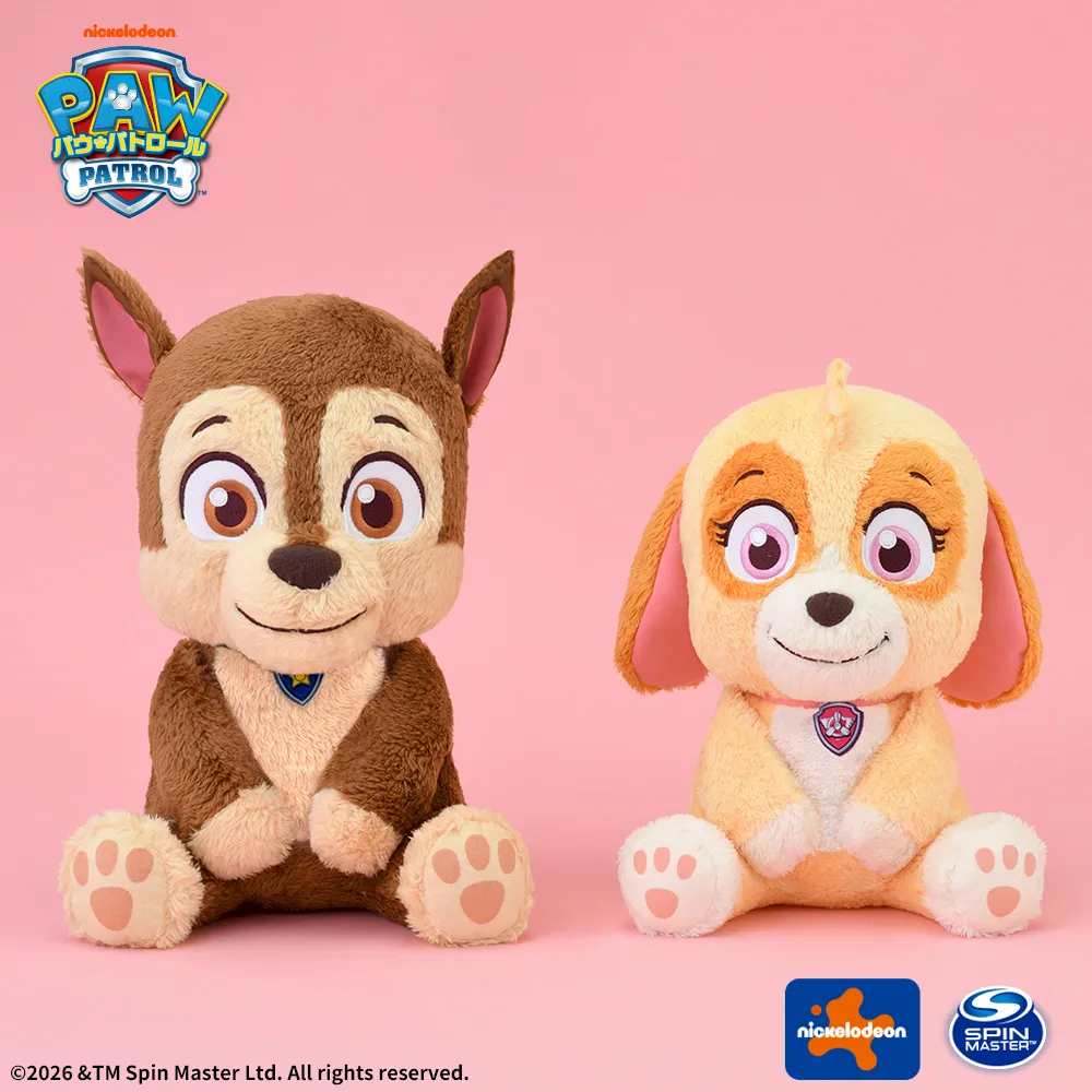 パウ・パトロールちょこんとおすわりLぬいぐるみ～ふわふわVer.～チェイス／スカイ