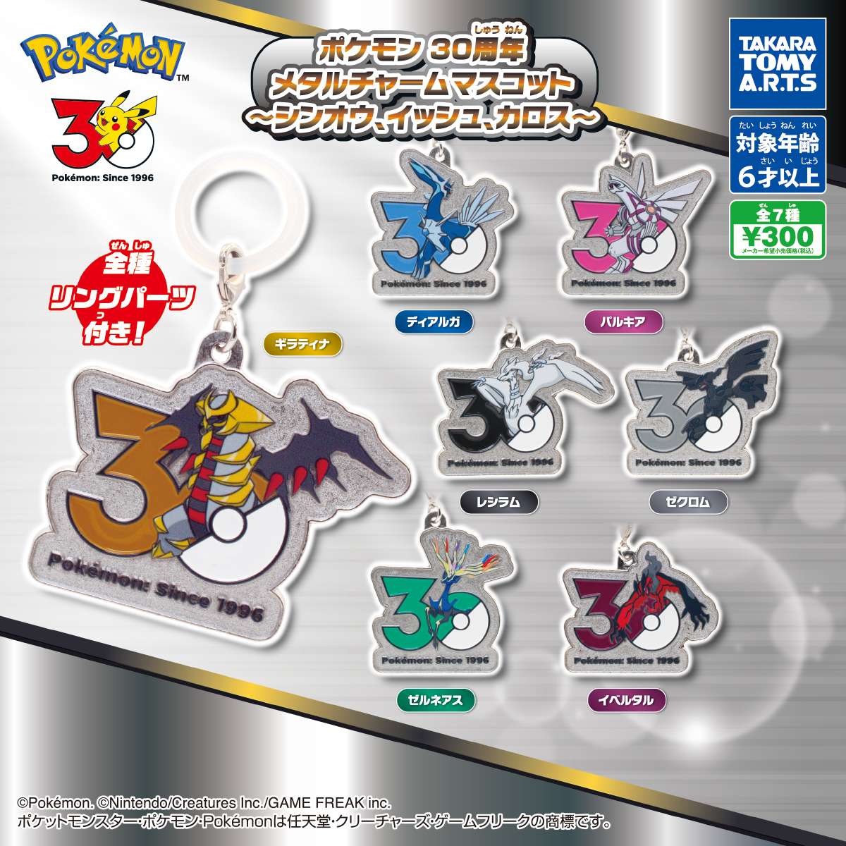 ポケモン 30周年 メタルチャームマスコット　〜シンオウ、イッシュ、カロス〜