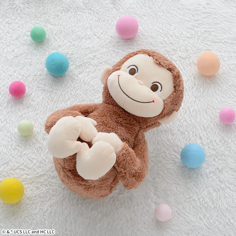 おさるのジョージ赤いほっぺLぬいぐるみころりんポーズ