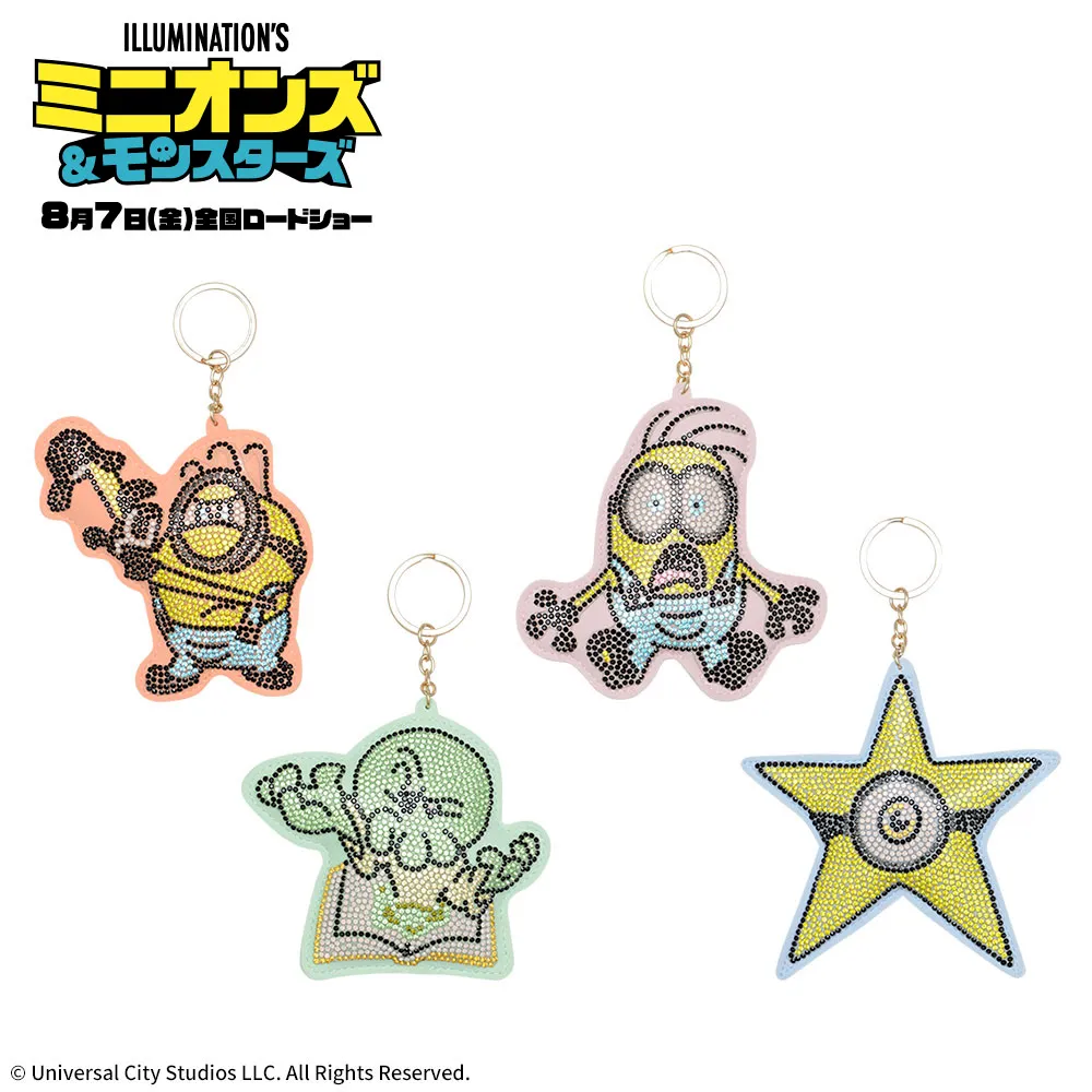 【ラウンドワン限定】ミニオンズ＆モンスターズラインストーンデコキーホルダー