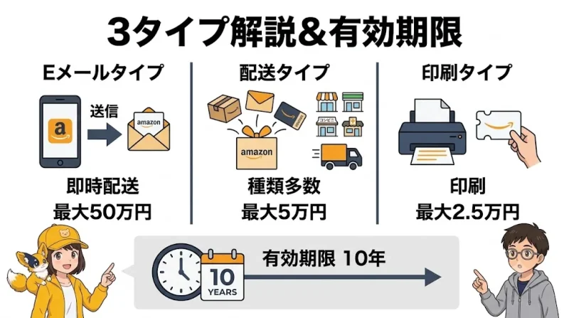 amazonギフトカード Amazonギフトカードとは？3タイプの違いと有効期限10年