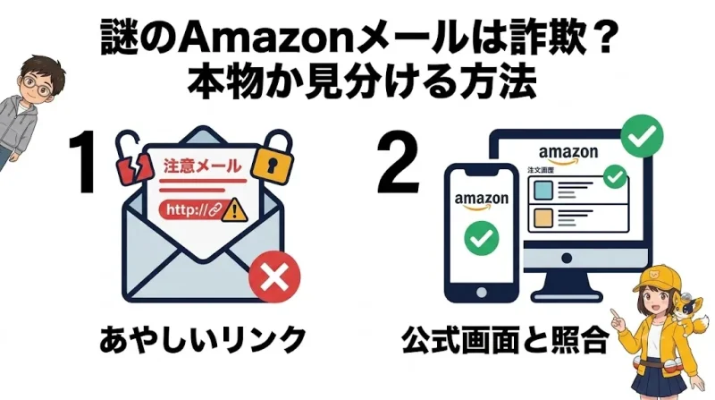 amazon 注文確認 身に覚えのないAmazon注文確認メールは詐欺？本物の見分け方