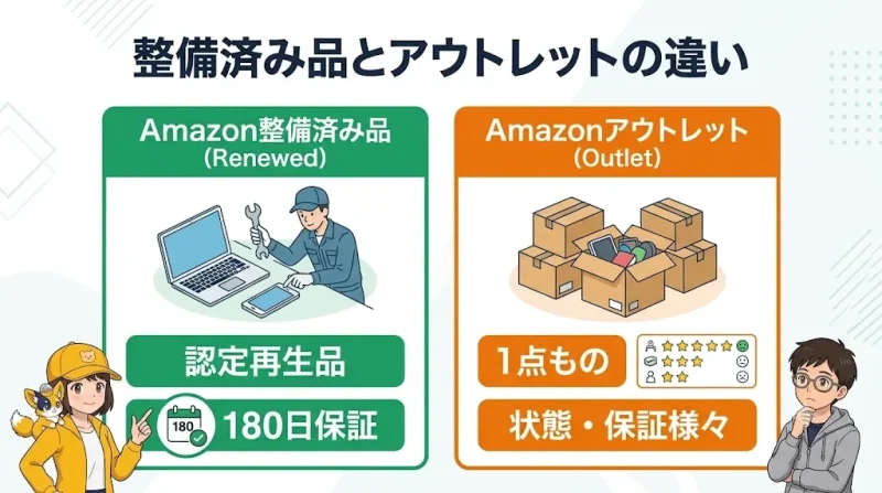 amazon アウトレット Amazon整備済み品とアウトレットの違い