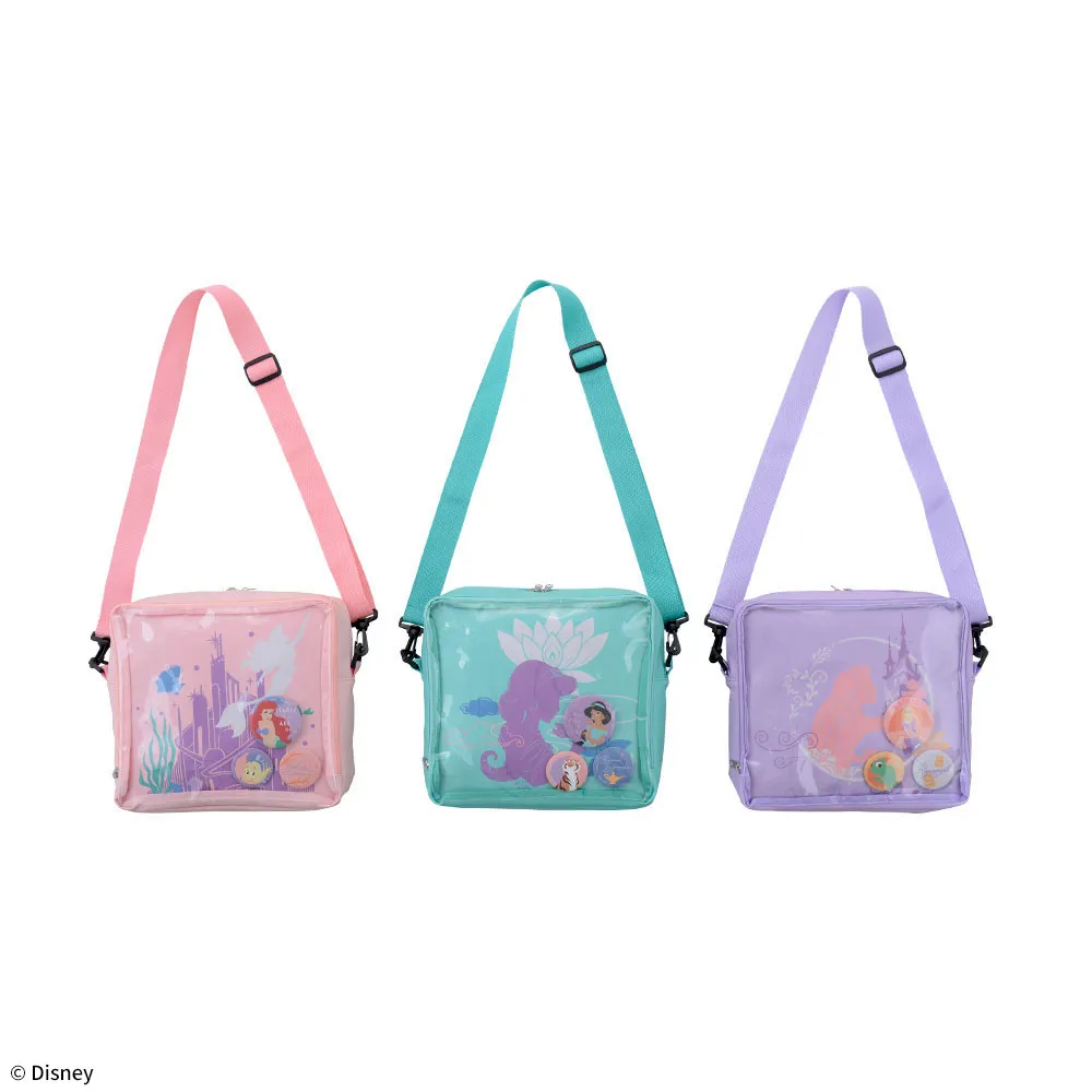 【ラウンドワン限定】ディズニープリンセスプレミアム缶バッジ付ショルダーバッグ