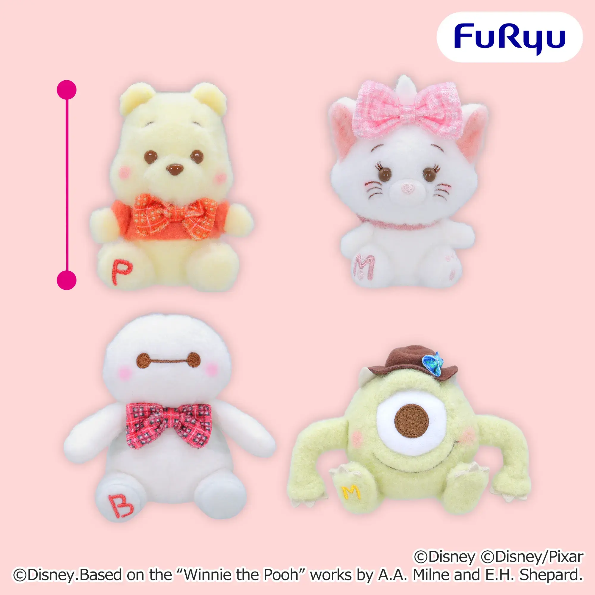 ディズニー＆ピクサーキャラクター ミルキーボア タータンチェックリボンマスコット