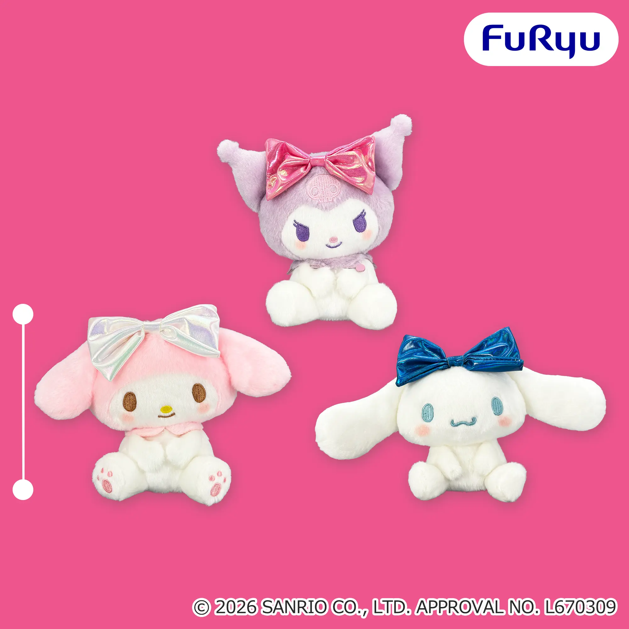 サンリオキャラクターズ こてっとぺったんぬいぐるみ～マイメロディ・クロミ・シナモロール～
