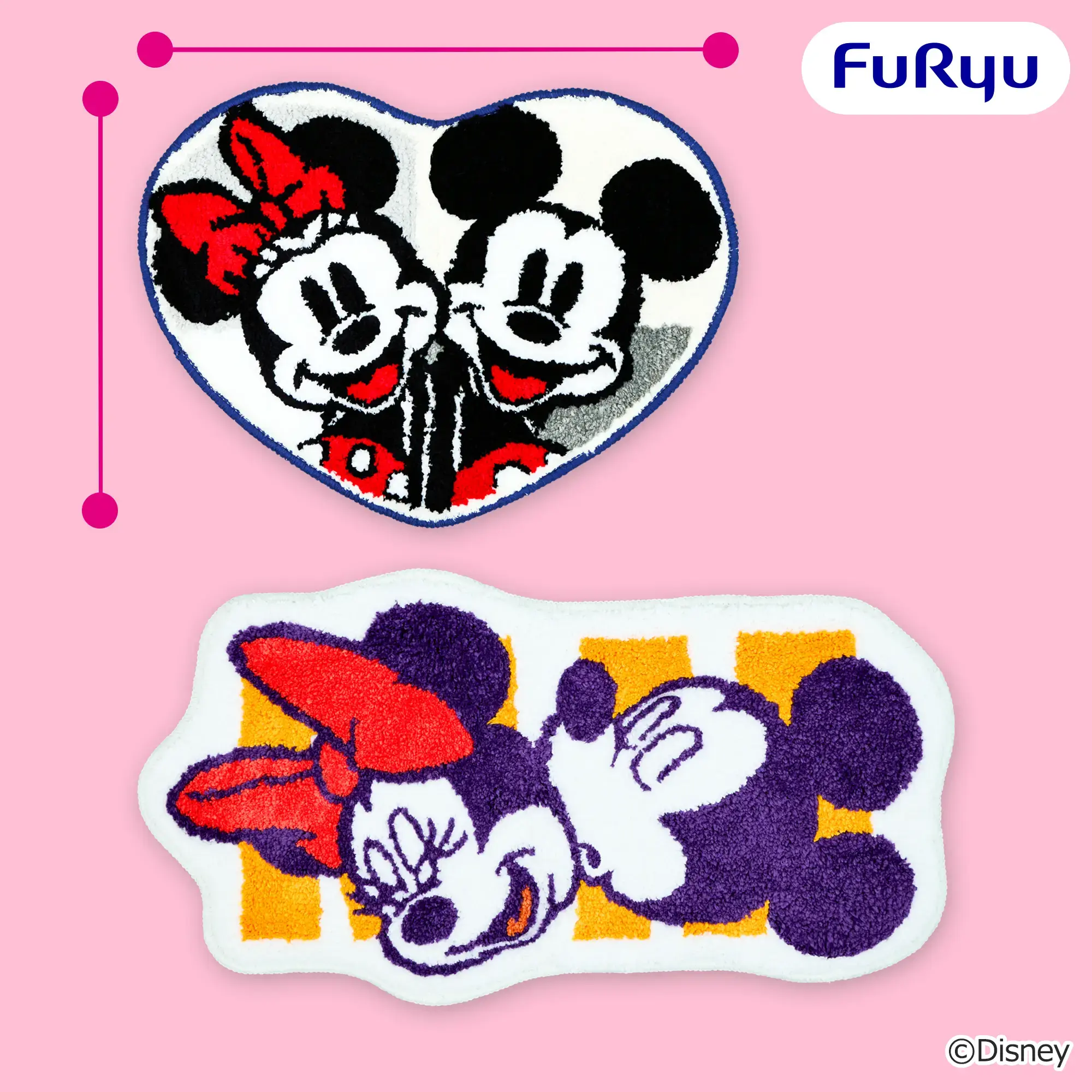 ミッキーマウス＆ミニーマウス なかよし ダイカットタフトマット