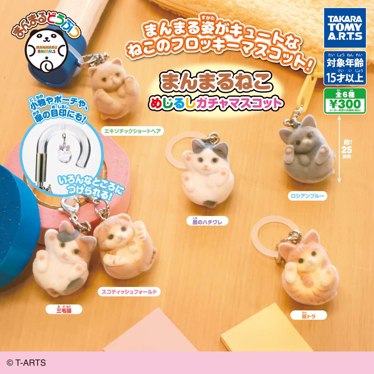 まんまるどうぶつ　まんまるねこ めじるしガチャマスコット