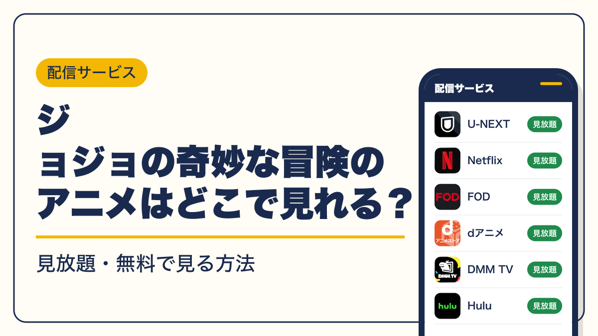 ジョジョの奇妙な冒険 動画配信