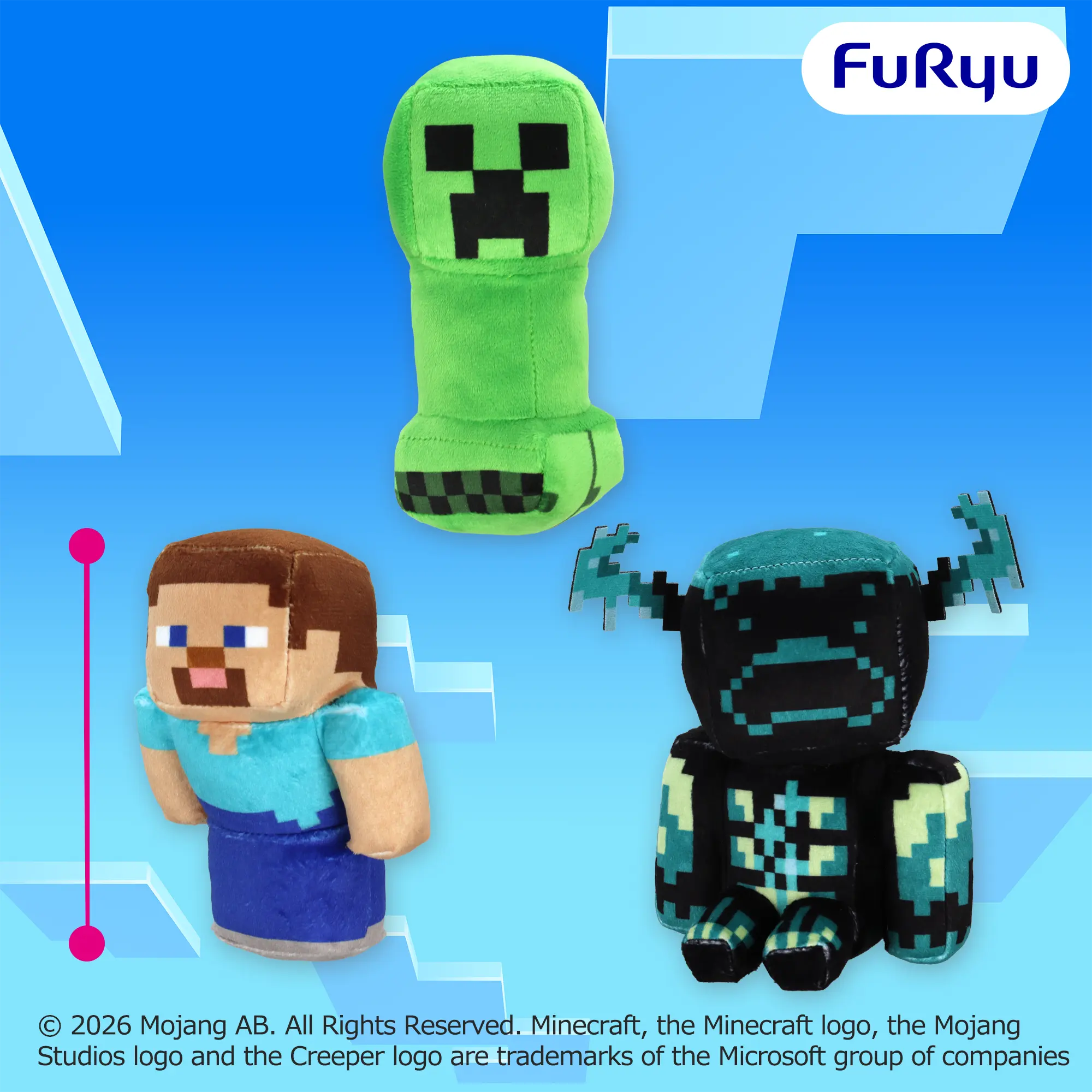 マインクラフト ポーズぬいぐるみ：スティーブ：クリーパー：ウォーデン